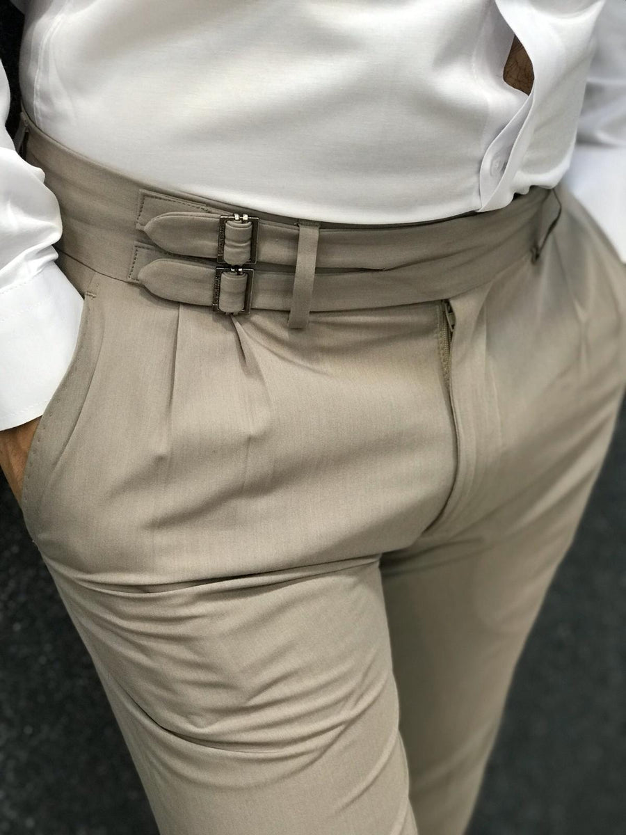Kyle Slim Fit Sax Double Pleated Pants – MenSuitsPage