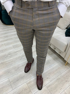 Luxe Slim Fit Double Breasted Plaid Orange Suit