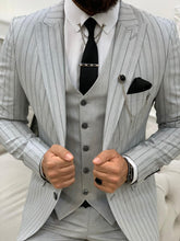 이미지를 갤러리 뷰어에 로드 , Monroe Slim Fit Light Grey Stripe Suit
