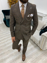 画像をギャラリービューアに読み込む, Luxe Slim Fit Dark Coffee Double Breasted Suit
