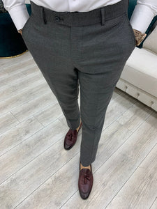Vince Slim Fit Double Breasted Grey Suit