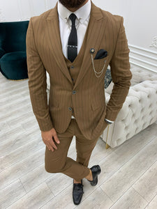Monroe Slim Fit Brown Stripe Suit