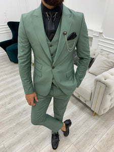Monroe Water Green Slim Fit Suit