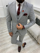 Load image into Gallery viewer, Monroe Slim Fit Grey Stripe Suit

