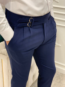 Harringate Slim Fit Double Buckled Navy Pants