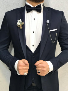 Noah Navy Tuxedo with Velvet Vest  (Wedding Edition)