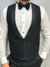 Charger l&#39;image dans la galerie, Noah Silvery Black Vested Tuxedo (Wedding Edition)
