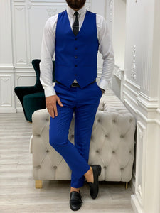 Monroe Slim Fit Sax Blue Stripe Suit
