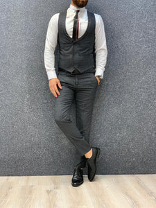 Noak Plaid Dark Grey Slim Suit