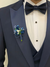 画像をギャラリービューアに読み込む, Connor Slim Fit Detachable Collar Navy Blue Dovetail Tuxedo
