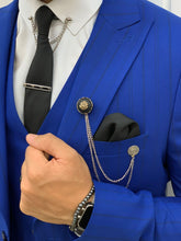 画像をギャラリービューアに読み込む, Monroe Slim Fit Sax Blue Stripe Suit
