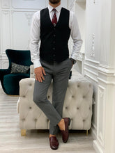 画像をギャラリービューアに読み込む, Phil Slim Fit Grey Black Combination Suit
