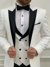 이미지를 갤러리 뷰어에 로드 , Brooks Slim Fit Groom Collection (White Silk Lapel Tuxedo)
