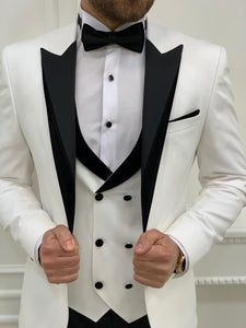 Brooks Slim Fit Groom Collection (White Silk Lapel Tuxedo)