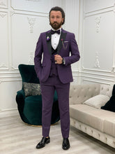 Laden Sie das Bild in den Galerie-Viewer, Connor Slim Fit Detachable Collar Dovertail Purple Tuxedo
