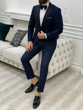 Load image into Gallery viewer, Kyle Slim Fit Dovetail Collared Smokine Blue Tuxedo

