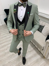 이미지를 갤러리 뷰어에 로드 , Connor Slim Fit Detachable Collar Dovetail Water Green Tuxedo
