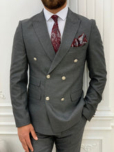 Load image into Gallery viewer, Vince Slim Fit Double Breasted Grey Suit
