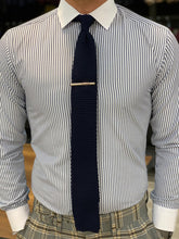 Load image into Gallery viewer, Lance Stripe Navy Blue Slim Fit Shirt
