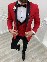 이미지를 갤러리 뷰어에 로드 , Brooks Slim Fit Groom Collection (Red Lining Tuxedo)
