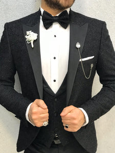 Noah Silvery Black Vested Tuxedo (Wedding Edition)