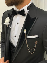 Load image into Gallery viewer, Vince Slim Fit Velvet Lapeled Groom Collection Tuxedo
