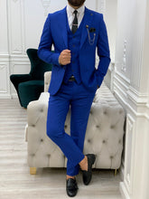 Load image into Gallery viewer, Monroe Slim Fit Sax Blue Stripe Suit
