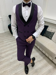 Connor Slim Fit Detachable Collar Dovertail Purple Tuxedo