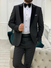 Load image into Gallery viewer, Kyle Slim Fit Dovetail Velvet Collared Black Tuxedo
