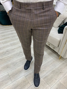 Luxe Slim Fit Double Breasted Cherry Plaid Suit
