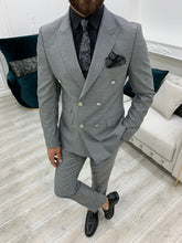 Load image into Gallery viewer, Vince Slim Fit Light Grey Double Breasted Suit
