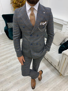 Luxe Slim Fit Double Breasted Anthracite Suit