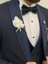 Load image into Gallery viewer, Carson Detachable Dobby Fabric Blue Groom Tuxedo
