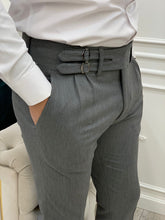 Charger l&#39;image dans la galerie, Harringate Slim Fit Double Buckled Gray Pants
