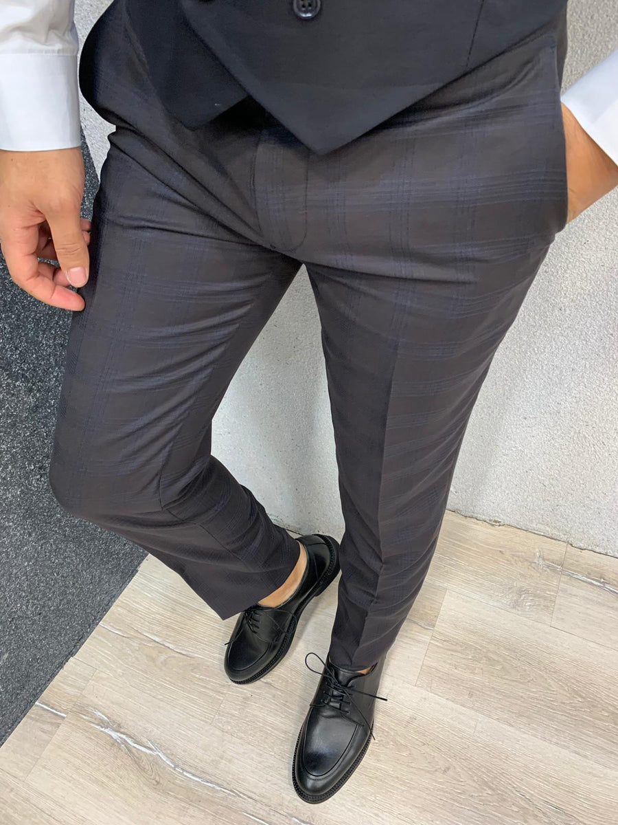 Noak Dark Coffee Navy Vested Suit – MenSuitsPage