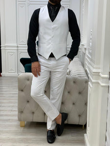 Barnes Slim Fit White Suit