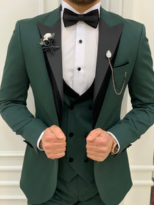 Vince Slim Fit Green Double Lapel Tuxedo