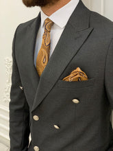 Laden Sie das Bild in den Galerie-Viewer, Vince Slim Fit Double Breasted Dark Grey Suit
