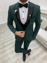 Load image into Gallery viewer, Vince Slim Fit Green Double Lapel Tuxedo
