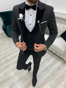 Vince Slim Fit Black Wedding Collection Tuxedo