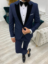 Load image into Gallery viewer, Kyle Slim Fit Dovetail Velvet Collared Smokin Tuxedo
