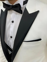 이미지를 갤러리 뷰어에 로드 , Brooks Slim Fit Groom Collection (White Silk Lapel Tuxedo)
