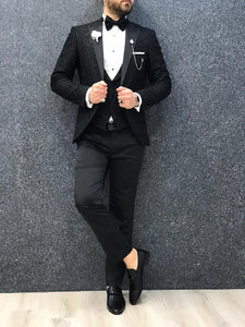 Noah Silvery Black Vested Tuxedo (Wedding Edition)