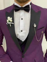Laden Sie das Bild in den Galerie-Viewer, Brooks Slim Fit Groom Collection (Purple/Black Tuxedo)
