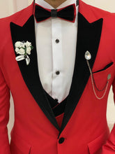 Load image into Gallery viewer, Brooks Slim Fit Groom Collection (Red Velvet Lapel Tuxedo)
