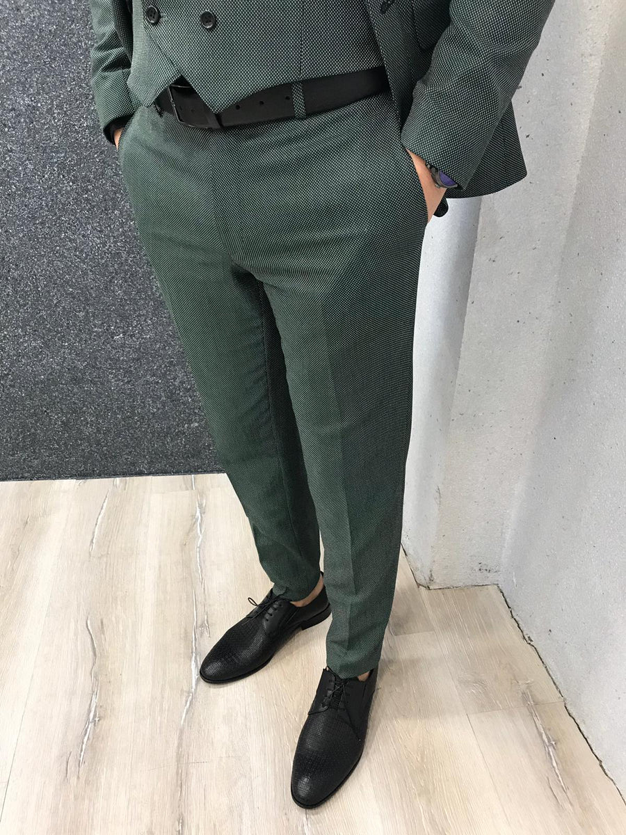 Ferrar Green Grid Slim Fit Suit – MenSuitsPage