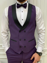 Charger l&#39;image dans la galerie, Connor Slim Fit Detachable Collar Dovertail Purple Tuxedo

