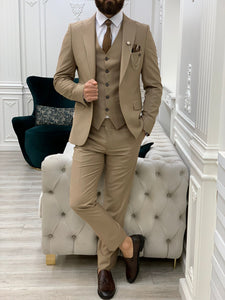 Barnes Slim Fit Cream Suit
