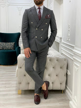 Charger l&#39;image dans la galerie, Vince Slim Fit Double Breasted Grey Suit
