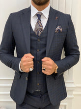 Load image into Gallery viewer, Phil Slim Fit Plaid Navy Suit
